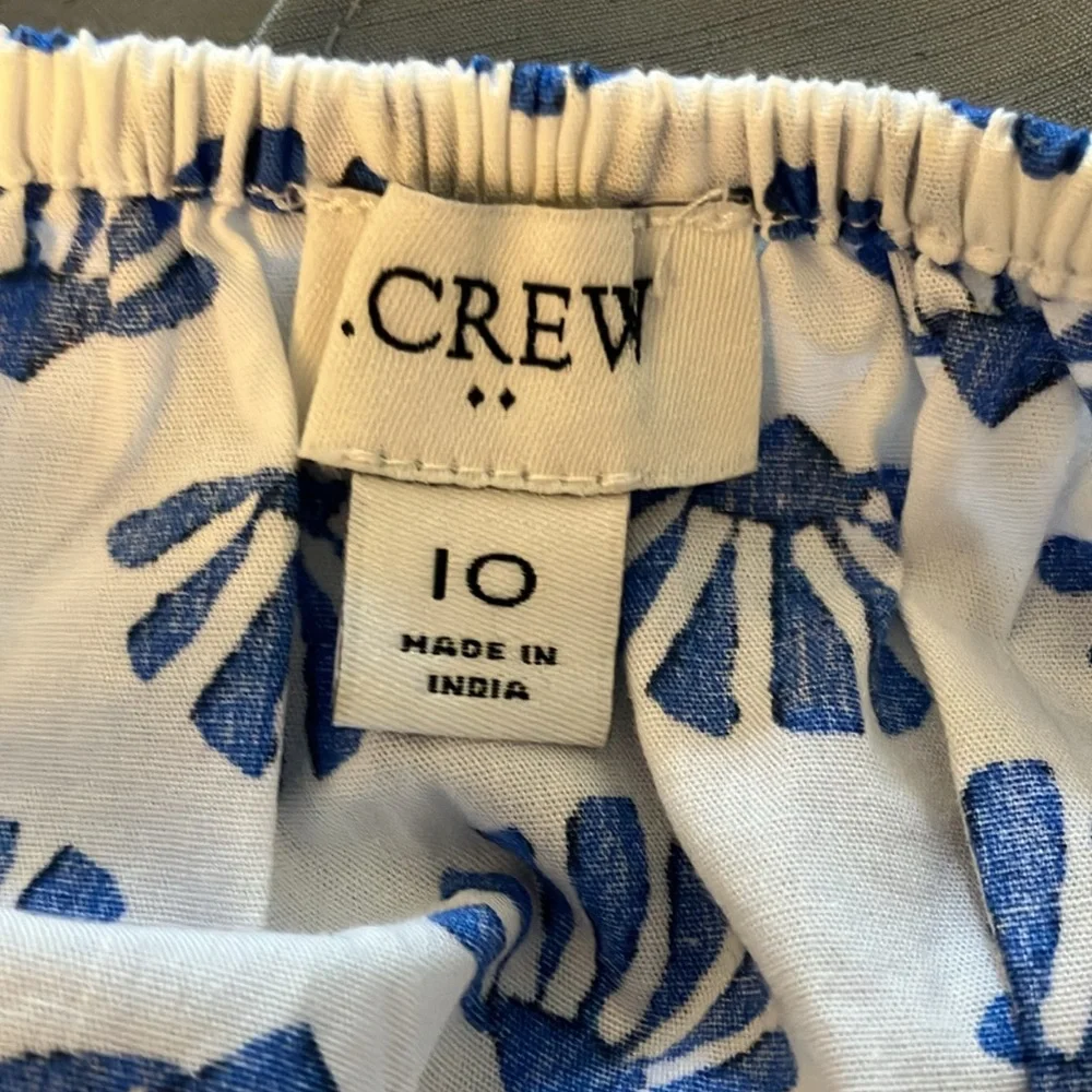 J Crew blue & white ginkgo pattern dress 10 EUC cottagecore